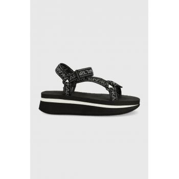 Karl Lagerfeld sandale VELOCITA WEDGE femei, culoarea negru, cu platformă KL81900A