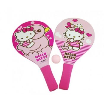 Set 2 Palete pentru Plaja Saica Hello Kitty din Lemn cu Minge Inclusa pentru Copii