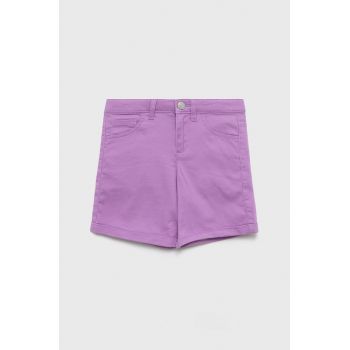 United Colors of Benetton pantaloni scurti copii culoarea violet, neted ieftini