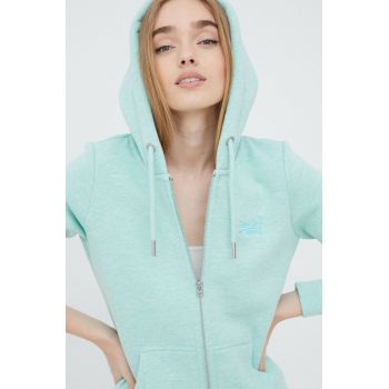 Superdry bluza femei, culoarea verde, cu imprimeu