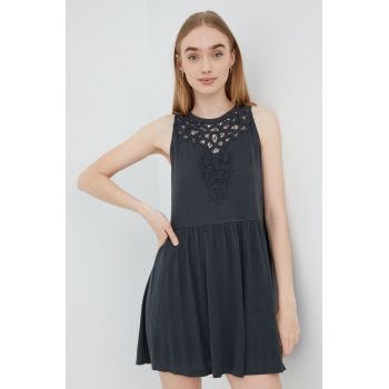 Superdry rochie din amestec de in culoarea gri, mini, evazati ieftina