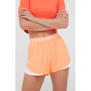 Under Armour pantaloni scurți de antrenament Play Up 3.0 culoarea portocaliu, cu imprimeu, medium waist