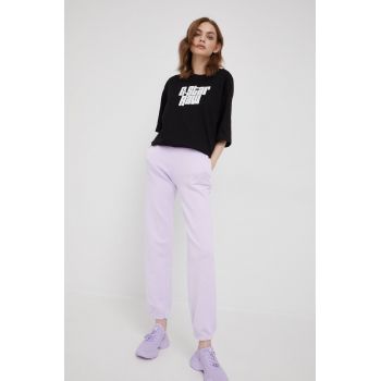 United Colors of Benetton pantaloni de trening femei, culoarea violet, neted