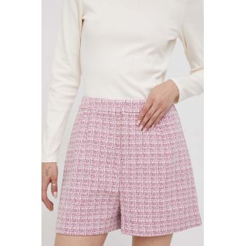 United Colors of Benetton pantaloni scurti femei, culoarea roz, modelator, high waist ieftini