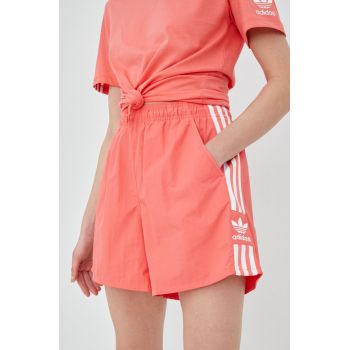 adidas Originals pantaloni scurti Adicolor HF7454 femei, culoarea roz, cu imprimeu, high waist