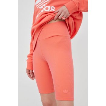adidas Originals pantaloni scurti Trefoil Moments HF2106 femei, culoarea roz, neted, high waist