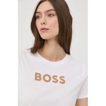 BOSS tricou din bumbac culoarea alb