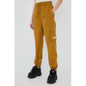 Fila pantaloni de trening femei, culoarea maro, jogger, high waist