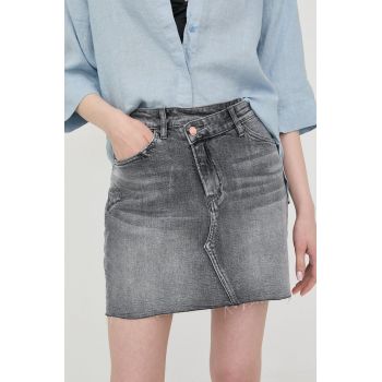 Miss Sixty fusta jeans culoarea gri, mini, drept ieftina