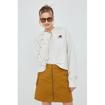 New Balance bluza UT21502SAH femei, culoarea gri, neted