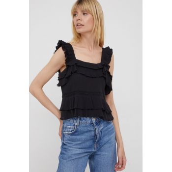 Pepe Jeans bluza din bumbac Nora femei, culoarea negru, neted