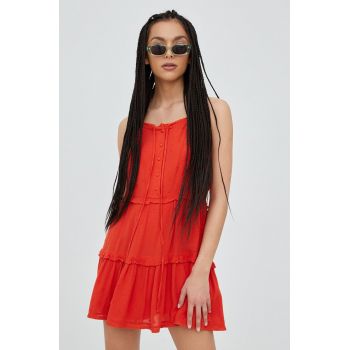 Superdry rochie culoarea portocaliu, mini, evazati