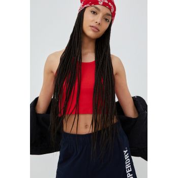 Superdry top din bumbac culoarea rosu