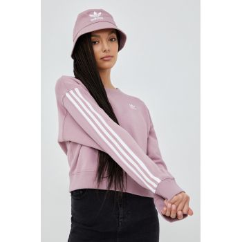 adidas Originals hanorac de bumbac Adicolor HC2027 femei, culoarea violet, cu imprimeu HC2027-MAGMAU