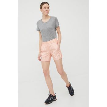 Columbia pantaloni scurți outdoor Alpine Chill femei, culoarea roz, neted, medium waist ieftini