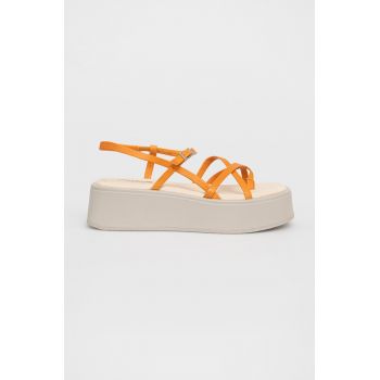 Vagabond sandale de piele Courtney femei, culoarea portocaliu