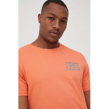 Billabong tricou din bumbac culoarea portocaliu, cu imprimeu