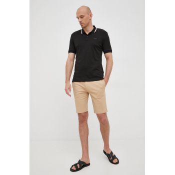 BOSS polo de bumbac culoarea negru, neted