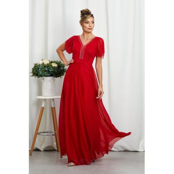 Rochie de ocazie din voal cu glitter Atlanta Rosie