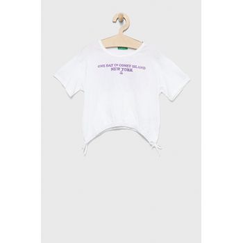 United Colors of Benetton tricou de bumbac pentru copii culoarea alb