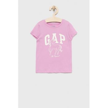 GAP tricou de bumbac pentru copii culoarea roz