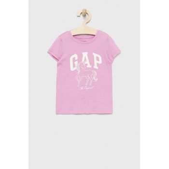 GAP tricou de bumbac pentru copii culoarea roz