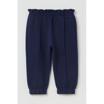 OVS pantaloni de trening pentru copii culoarea albastru marin, neted