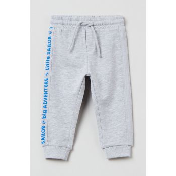 OVS pantaloni de trening pentru copii culoarea gri, melanj