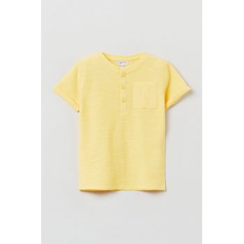 OVS tricou de bumbac pentru copii culoarea galben, neted