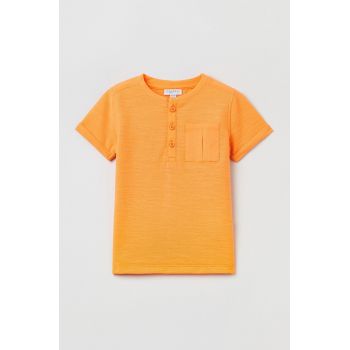 OVS tricou de bumbac pentru copii culoarea portocaliu, neted ieftin