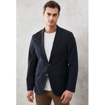 Sacou slim fit cu revere decupate