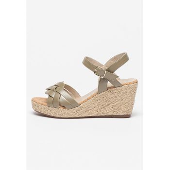 Sandale wedge tip espadrile de piele ecologica