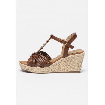 Sandale wedge tip espadrile de piele ecologica