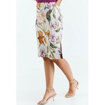 Fusta midi de in cu model floral Parma