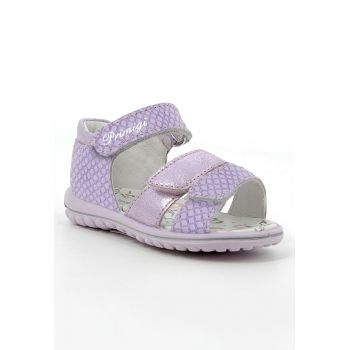 Sandale cu detalii de piele peliculizata si velcro Sandale cu detalii de piele peliculizata si velcro