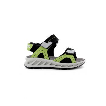 Sandale de piele ecologica si material textil cu velcro Sandale de piele ecologica si material textil cu velcro