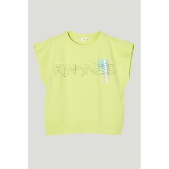 Bluza fara maneci cu imprimeu text