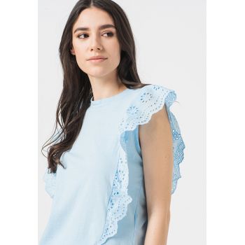 Tricou cu insertii de dantela Anglaise Brunella