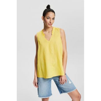 Bluza fara maneci din amestec de in si lyocell cu decolteu in V