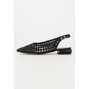 Pantofi slingback de piele cu varf ascutit Pantofi slingback de piele cu varf ascutit