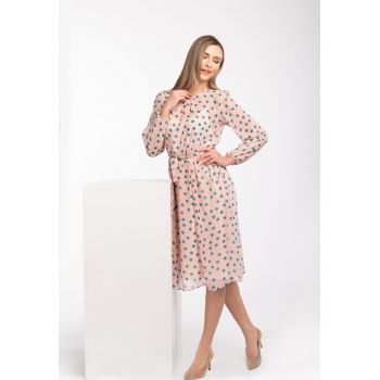 Rochie midi evazata cu model cu buline Destinee ieftina