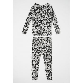 Pijama de bumbac organic cu imprimeu cu Mickey Mouse