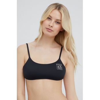 Armani Exchange sutien de baie culoarea negru, cupa moale