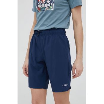 CMP pantaloni scurți outdoor femei, culoarea albastru marin, neted, medium waist