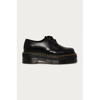 Dr. Martens pantofi de piele 1461 Quad femei, culoarea negru, cu platformă 25567001