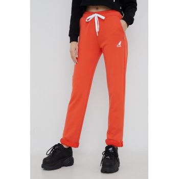 Kangol pantaloni de trening din bumbac femei, culoarea portocaliu, neted ieftin