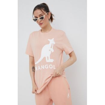 Kangol tricou din bumbac culoarea roz KLEU005.D-116