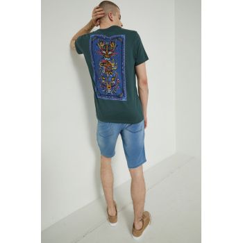 Medicine tricou din bumbac culoarea verde, cu imprimeu