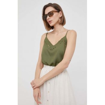 Pepe Jeans bluza Marga femei, culoarea verde, neted de firma originala