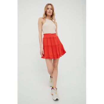Superdry fusta culoarea portocaliu, mini, evazati Superdry fusta culoarea portocaliu, mini, evazati